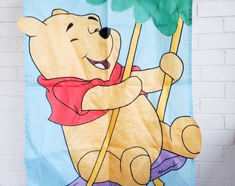 Vintage Winnie the Pooh Canvas Garden Flag Swinging Pooh