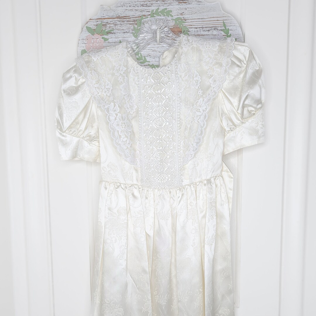 Vintage Jessica Mcclintock Gunne Sax Floral Ivory Girl's Dress With ...