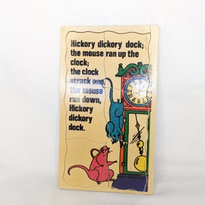 Vintage Hickory Dickory Dock Wooden Puzzle with Mice | 6 Pieces | Vintage Wooden Children&#39;s Puzzle | Imported From New Zealand