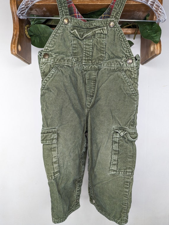 Vintage OshKosh B'Gosh Corduroy Army Green Baby Ov