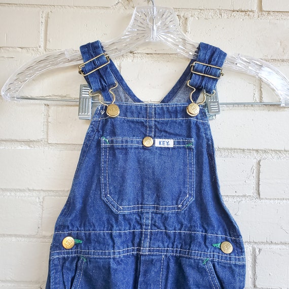 Vintage Denim Blue Jean Key Baby Overalls Kids Ov… - image 2