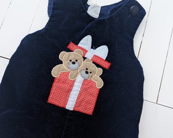 Vintage Baby Boy's Jon Jon with Bears on Front | Vintage Baby Clothes | Vintage Baby Romper | Baby Clothing