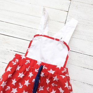 Vintage White & Red Nautical Baby Bubble Overalls | Vintage Baby Overalls | Vintage Sailor Style | Size 18 Months