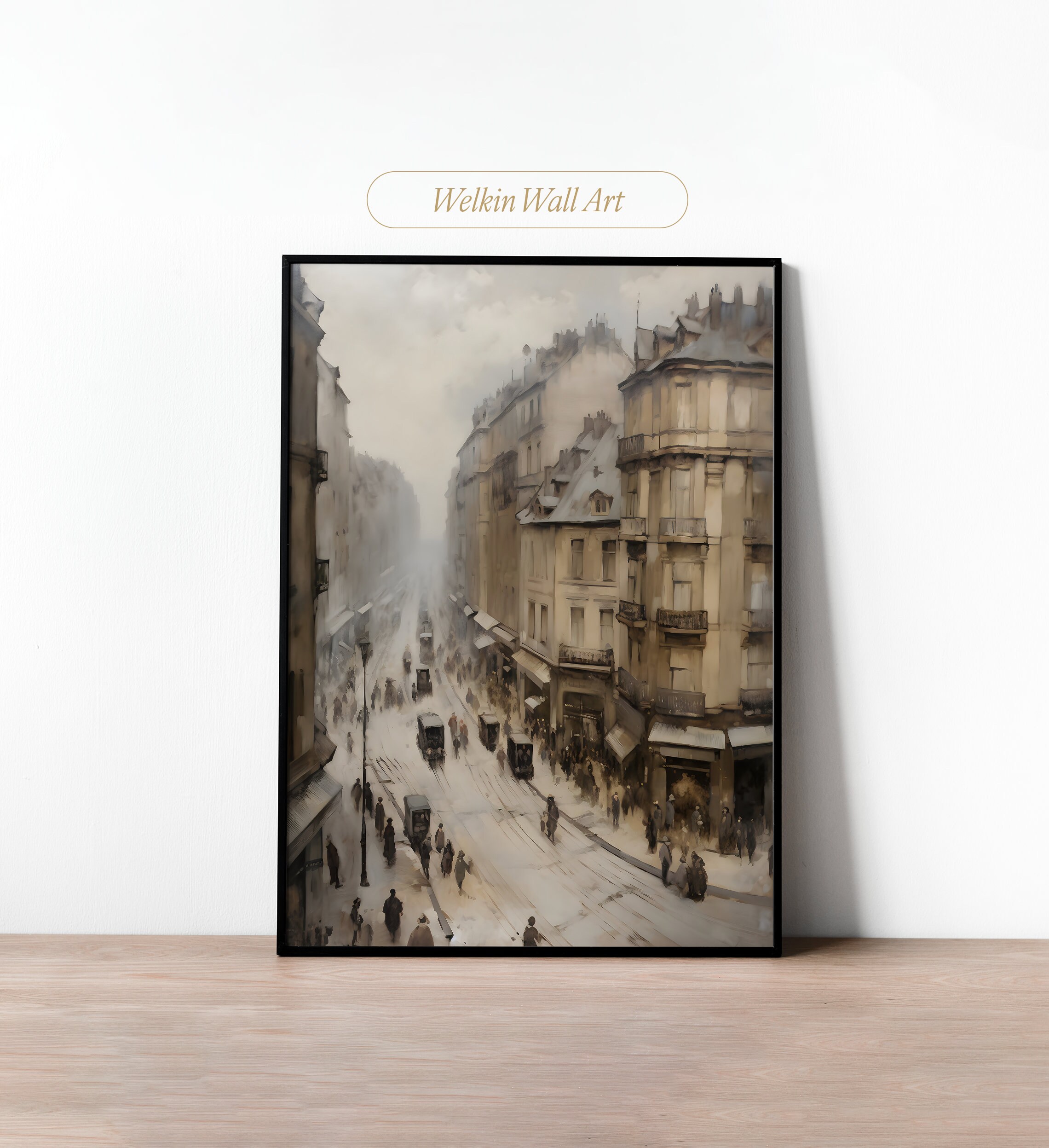 Vintage Paris City Street Print Neutral Architectural Cityscape ...