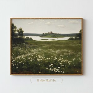 Vintage Spring Meadow Painting | Country Field Landscape PRINTABLE Digital Print | U1016