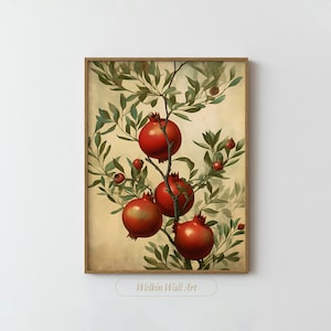 Vintage Granatapfel Obst Gemälde | Küche Bauernhaus Wand Kunst DRUCKBAR digitaler Download | Kunstdruck | U1022