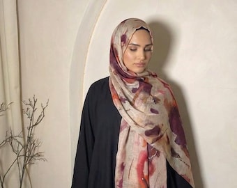 Water colour vela inspired modal blend hijab scarf wrap shawl