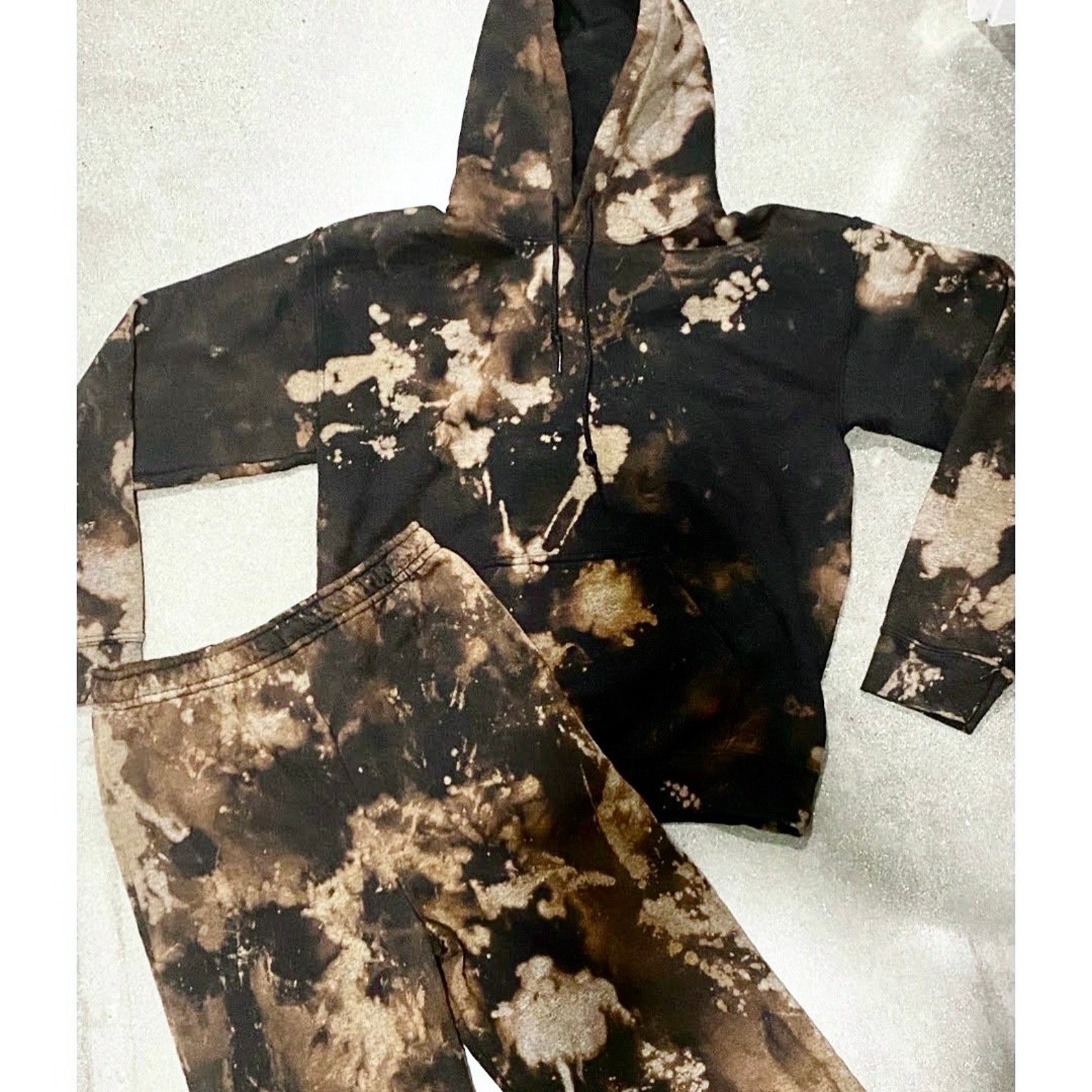 Brown Sweatsuit Reverse Tie Dye Sweatsuit Bleach Dye Etsy