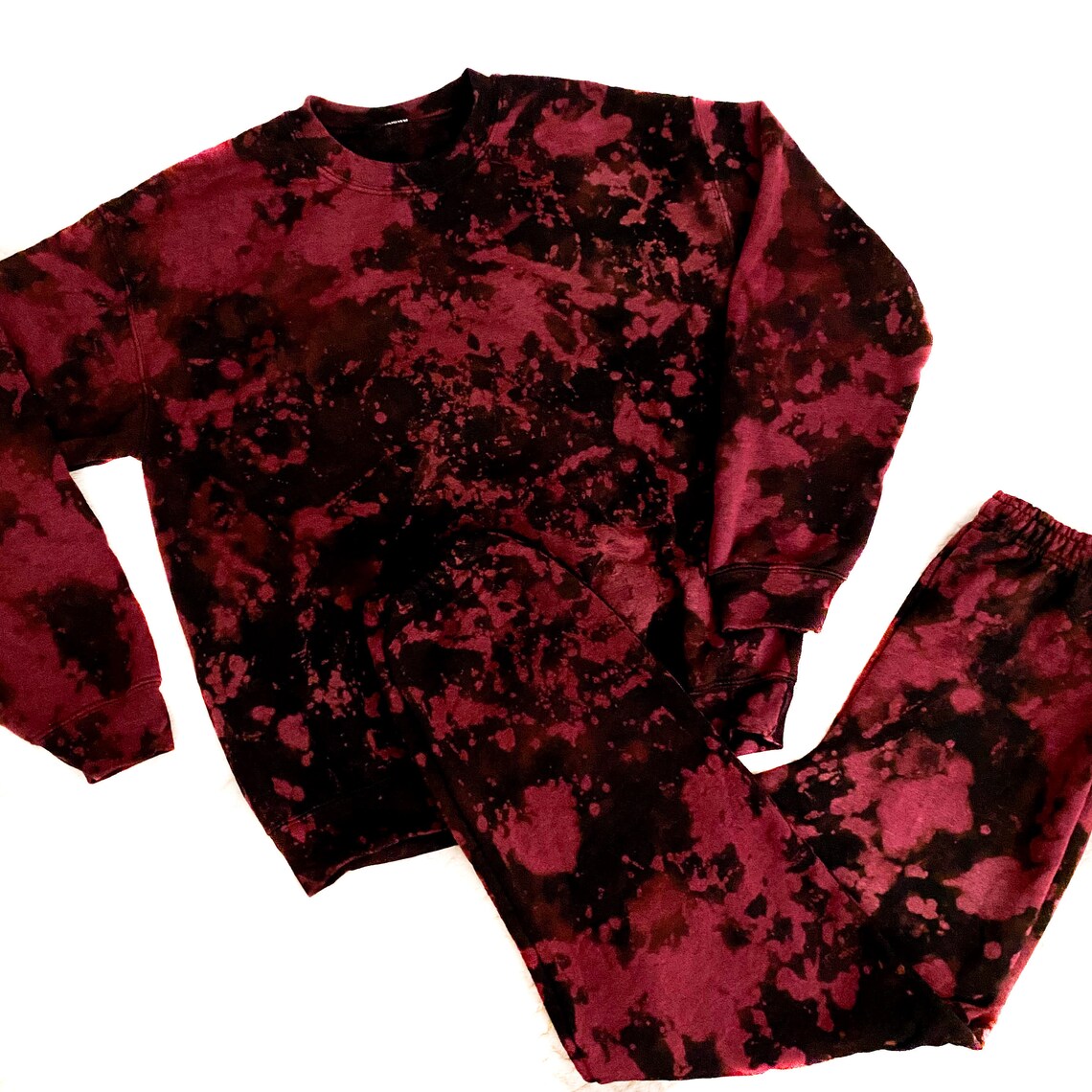 Red Tie Dye Sweatsuit Reverse Tie Dye Sweatsuit Hand Dyed Etsy