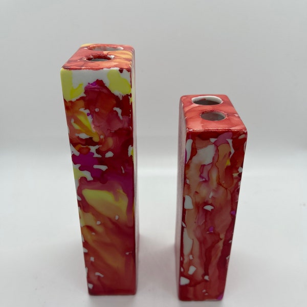 Ceramic Bud Vases painted with alcohol ink or acrylic paint or customized for your personal decor needs.