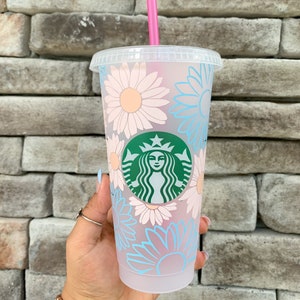 Daisy Flower Starbucks Venti Cold Cup| Floral Spring Cup| Iced Coffee Cup| Girly Gifts| Gift for her| Cute Gifts| Preppy| Chic Gifts