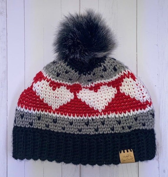 Heart Beanie / Crochet Beanie / Handmade Beanie / knitted | Etsy