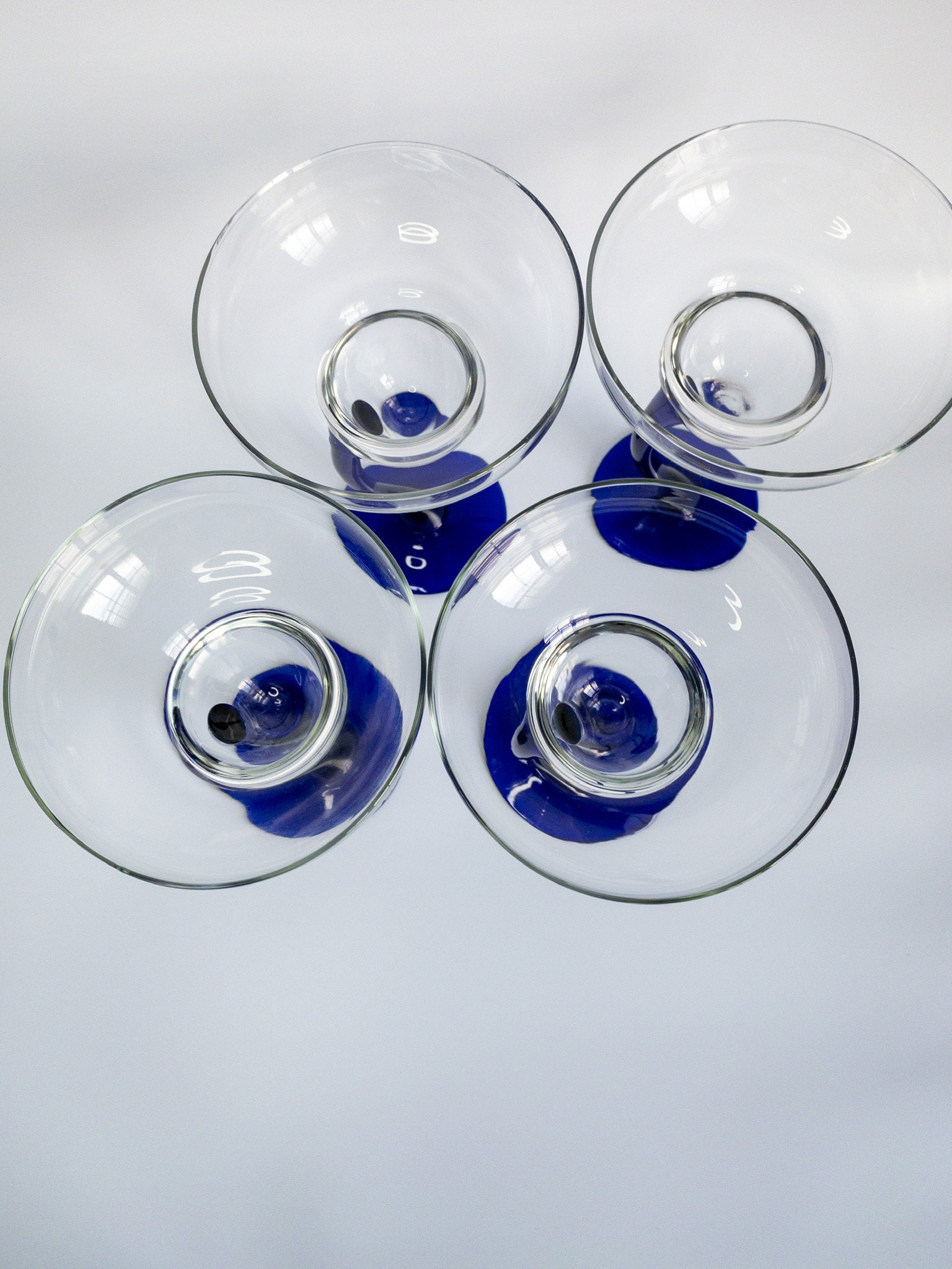 Vintage Libbey Glassware Cobalt Blue & Curved Stem Etsy