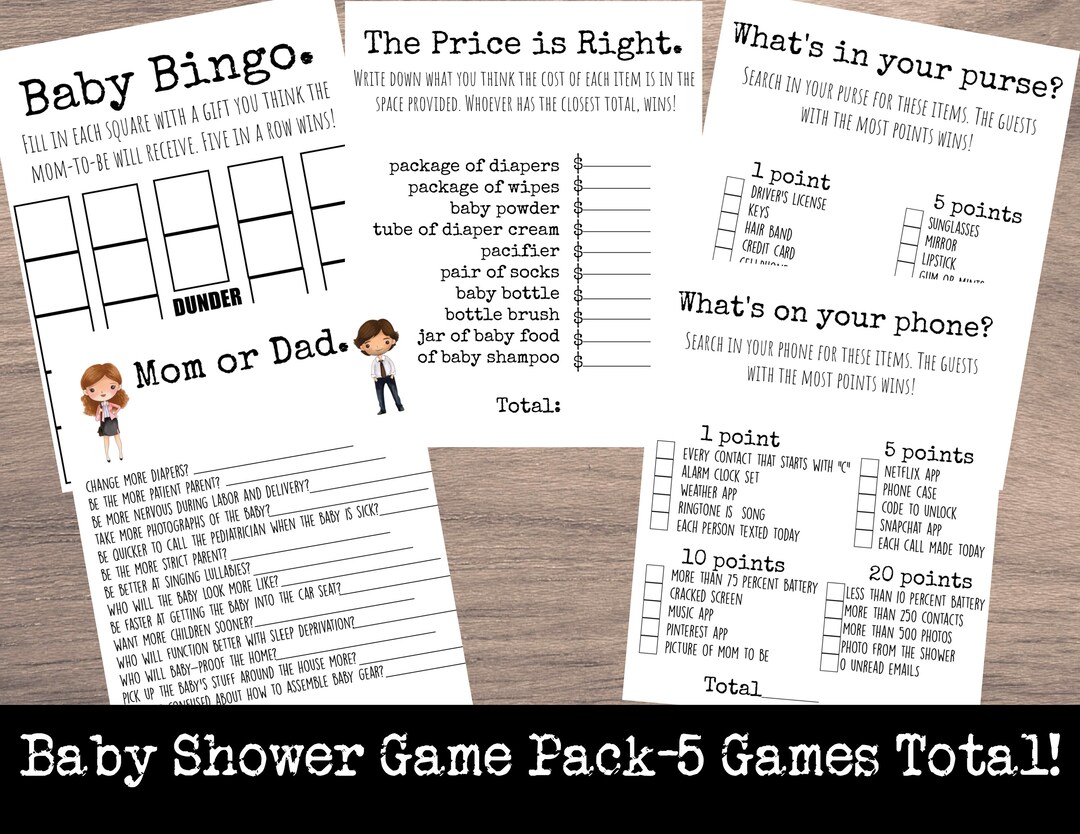 The Office Theme Baby Shower Game Bundle, Baby Shower Games Printable