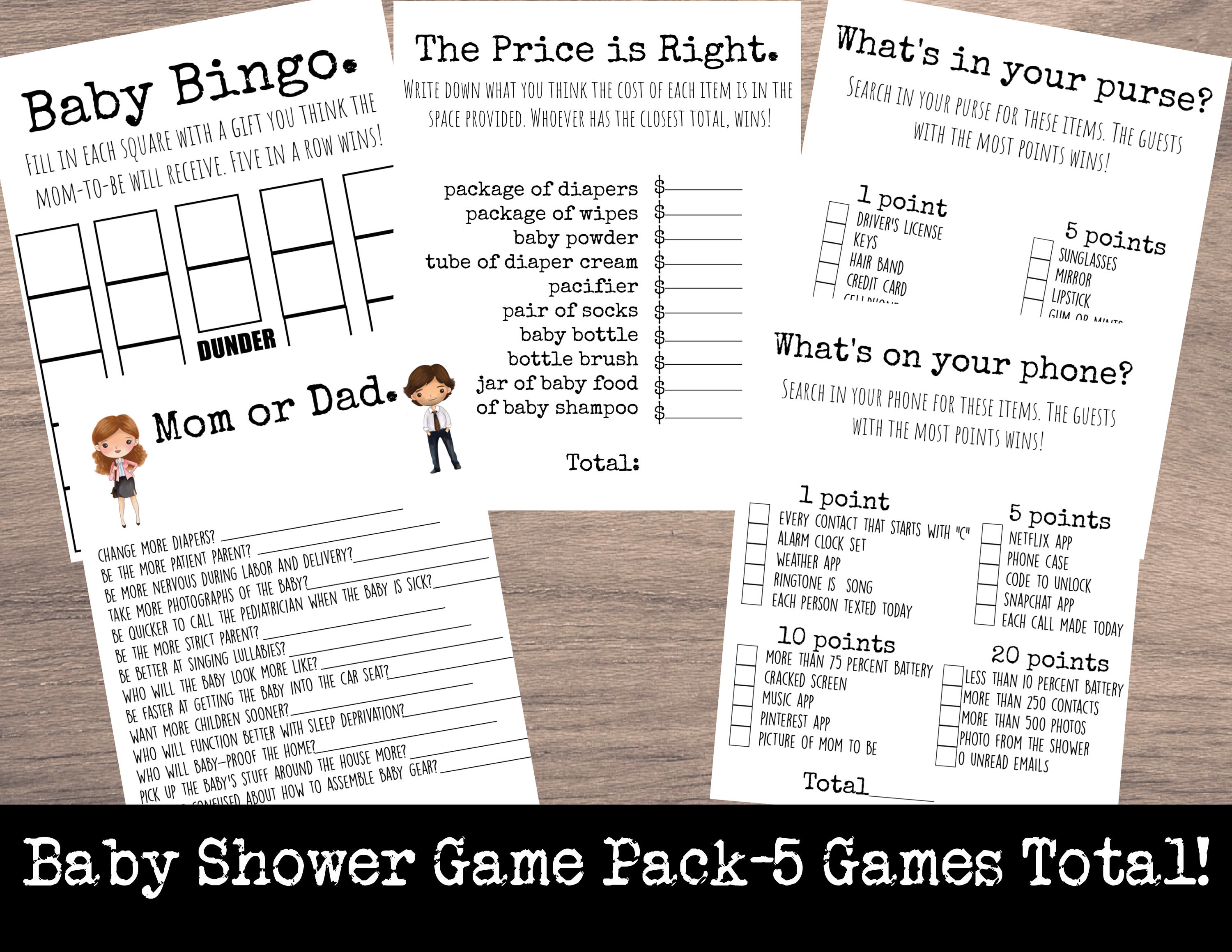 The Office Theme Baby Shower Game Bundle Baby Shower Games Etsy Canada
