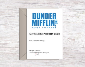 The Office Printable Birthday Card, The Office Dunder Mifflin Birthday Card Print, Funny Card for Friend, 5x7 PDF JPG