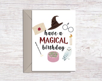 Harry potter birthday cards - Etsy