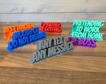 Personalised Desk Plaque 3D Printed | Custom Wording | Office Accessory | New Job Gift | Rude Sign | Job Role Sign | Fun | Quote Banter Joke
