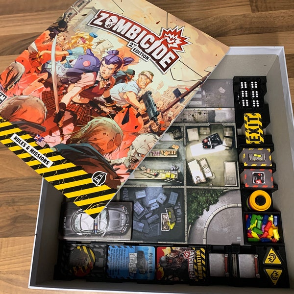 Zombicide 2nd Edition - Box Insert Organizer | Organizer | Deck | Fliesen | Würfel | Brut | Karten | Spieler | Token | Miniaturen