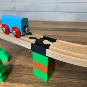 Set of 5x Track adapters for Duplo blocks to Wooden train track, compatible with brands Brio, Ikea, Bigjigs, Aldi and more - bridge risers