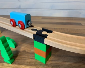 Lot de 5 adaptateurs de voie pour blocs Duplo à voie ferrée en bois, compatibles avec les marques Brio, Ikea, Bigjigs, Aldi et plus - contremarches