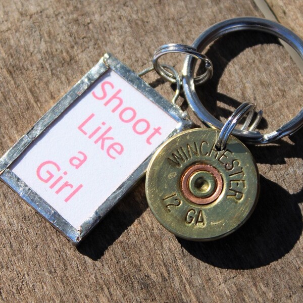 Handmade Shoot Like a Girl Keychain, Winchester Bullet Keychain, Purse Charm, Bag Charm, Bullet Keychain, Winchester, Gift for Her