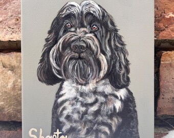 Retrato de mascota pintado a mano y personalizado