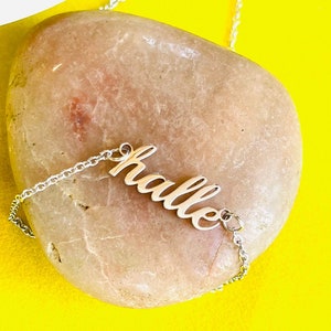 Dainty Sterling Silver Name Necklace, Minimalist Family Name Necklace, Script Font Name Necklace, Custom Cursive Letter Necklace
