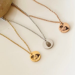 Engraved Photo Disc Necklace: Personalized Memorial Jewelry