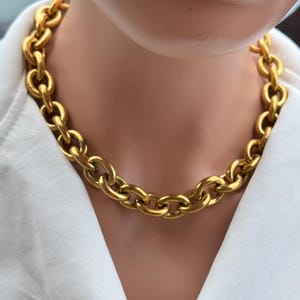 Gold Rolo Chain Necklace, 15mm Chunky Statement Choker, Bold Link Chain Jewellery