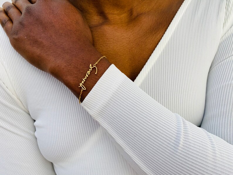 Handwriting Gold Bracelet Silver Bracelet Actual Handwriting Etsy UK