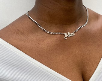 Old English Name Necklace: Gothic Custom Choker