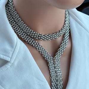 Uniseks meerlaagse roestvrijstalen zilveren Y-ketting dikke statementketting choker gewaagde punk gotische sieraden verstelbare lengte