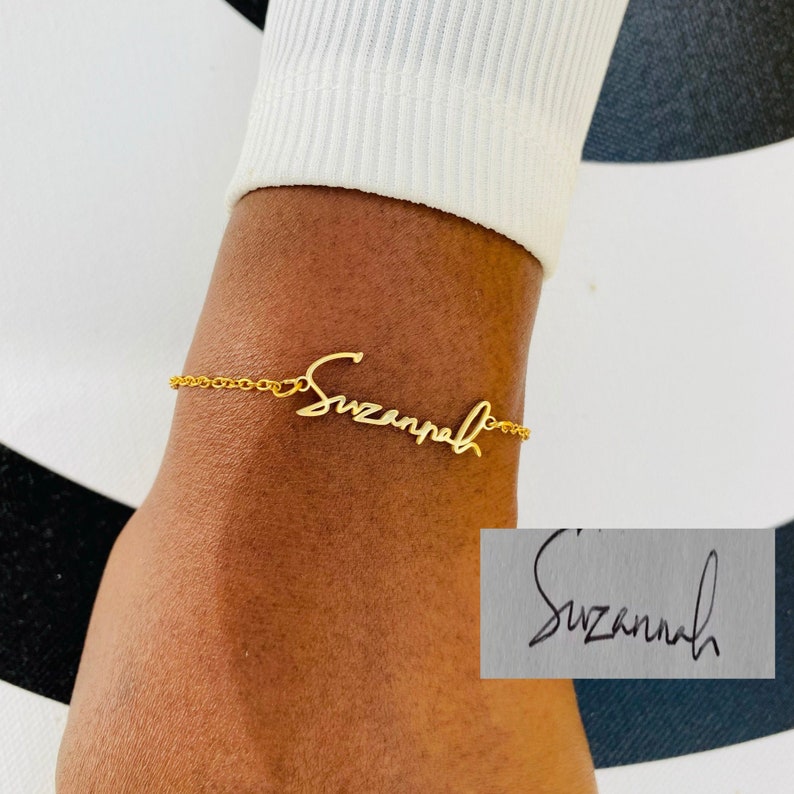 Handwriting Gold Bracelet Silver Bracelet Actual Handwriting Etsy UK