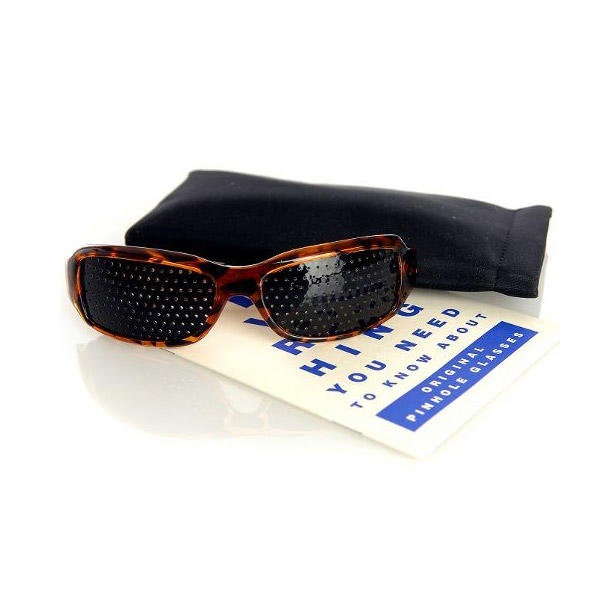 Optical-Grade Pinhole Glasses "Tortoiseshell" (One size fits all) Bates Method