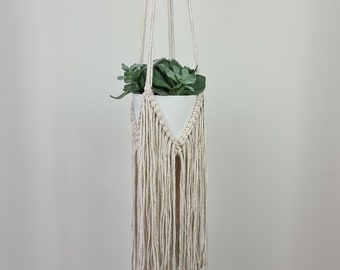 Fringe Pattern Plant Hanger | Cotton | Wooden ring | Hanging Decoration | Natural | Handmade | Boho | Flower Hanger