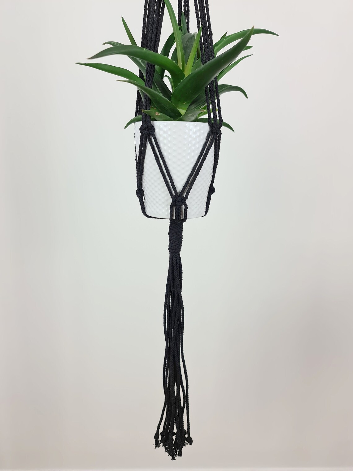 Braided Pattern Plant Hanger Cotton Wooden Ring Hanging Etsy