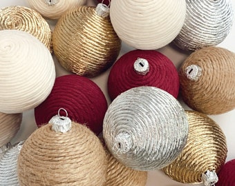 Set of 4 Christmas Baubles | Red Wine | Christmas Decoration | Ornaments & Accents | Christmas Pendants | Macrame Style