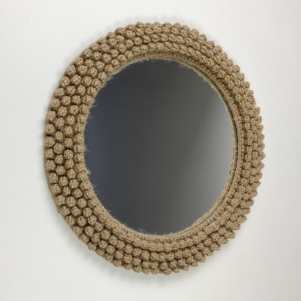 Murale suspendu Macrame Miroir de taille moyenne | Verre de haute qualité avec une belle décoration de style macramé | Miroir naturel de style Boho