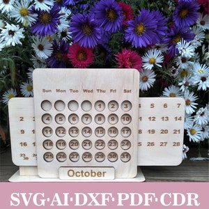 Desk Organizer with Perpetual Calendar SVG files Laser Cut Files, Glowforge Files Svg