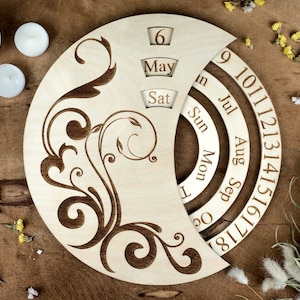 Perpetual Calendar- Large Wall Calendar  Wood Wall Decor, Desk Calendar Wooden Decor , Wood Wall Art Wooden Calendar