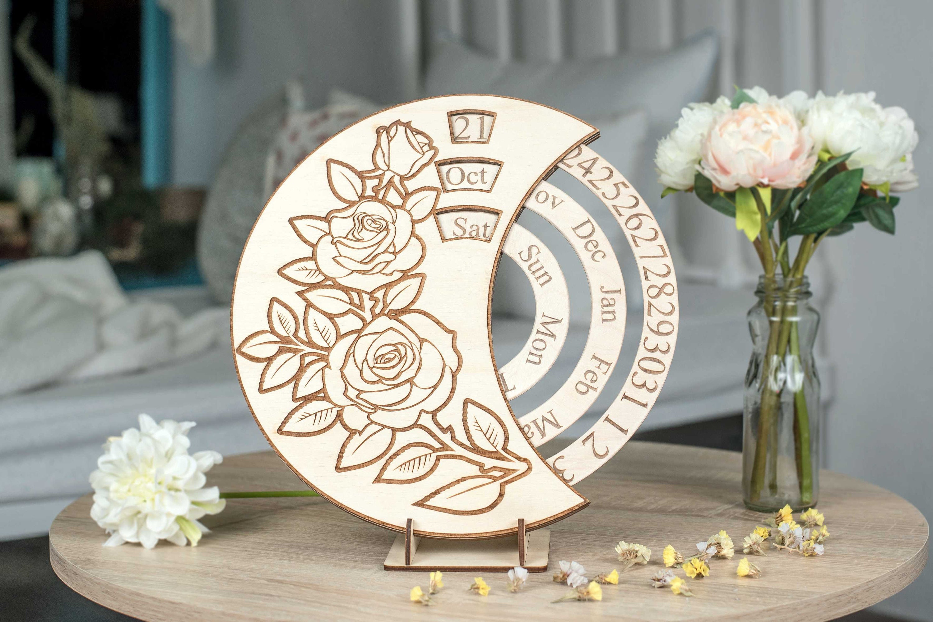 Perpetual Calendar in French Large Wall Calendar Wood Wall Etsy