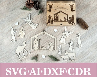 Nativity Scene With Box SVG Laser Cut Files, Glowforge Files Svg