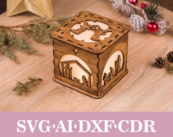 Nativity Scene Night Light SVG Laser Cut Files: Christmas Light Box (Digital Download)
