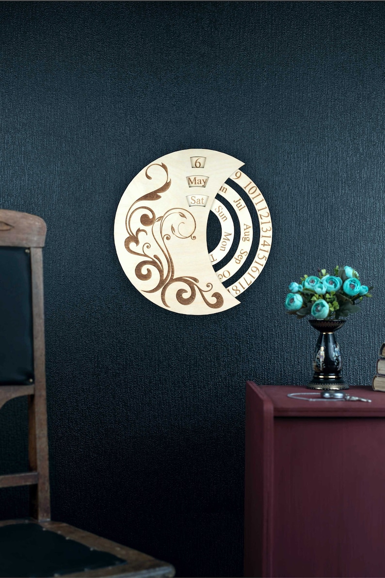 Perpetual Calendar in French Large Wall Calendar Wood Wall Etsy