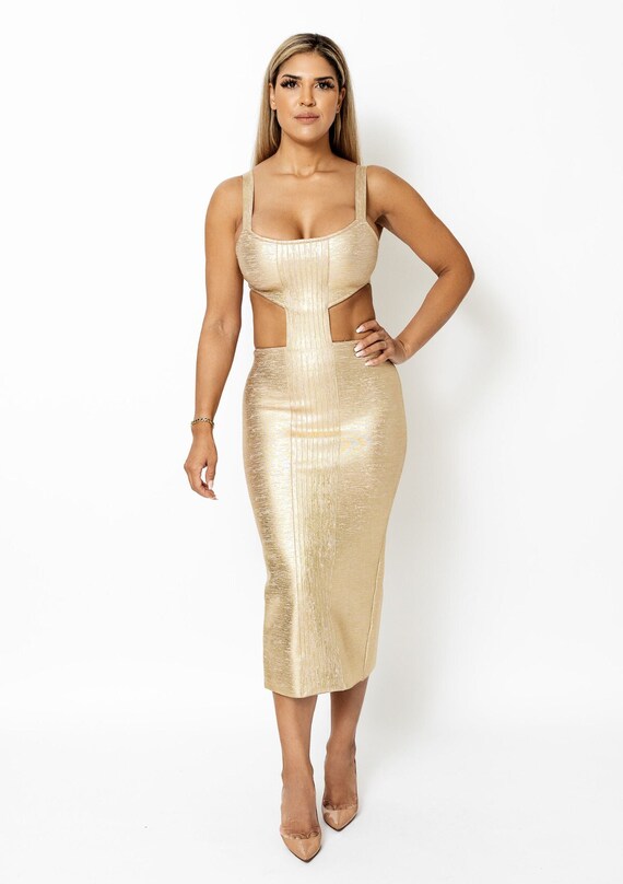 yellow gold sun jacquard maxi dress farm rio House of CB The OG Rose Bandage Maxi Dress - Limited Edition Size XS main image 0