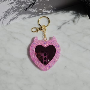 Devil Heart Keychain Mini Mirror| Resin Keychain| Pocket Mirror| Functional Keychain| Cute Backpack Charm| Miniature Mirror| Key Accessories