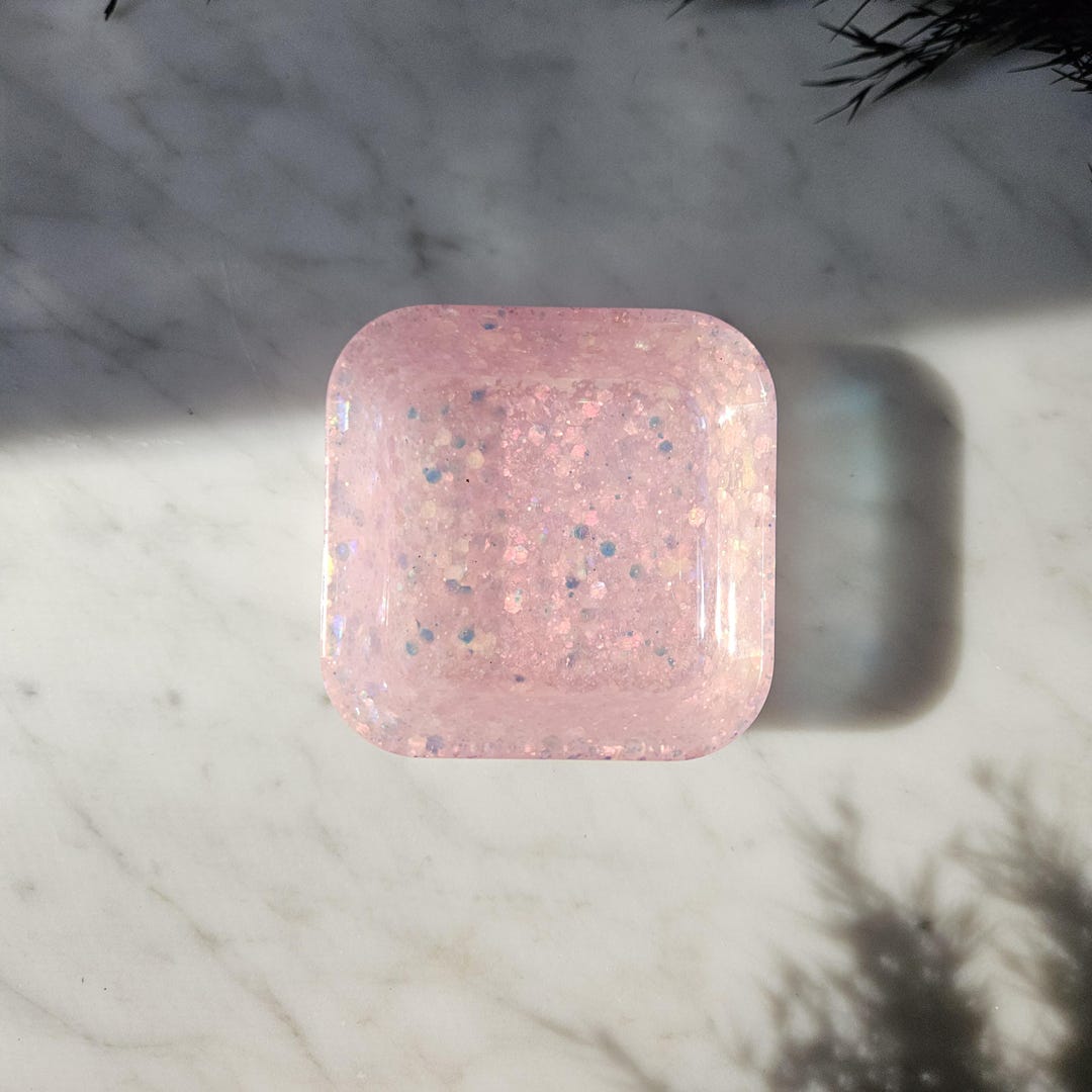 Mini Square Resin Jewelry Dish Resin Ring Holder Glitter Resin Dish