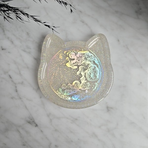 Celestial Cat Tray| Catch All Tray| Animal Tray| Crazy Cat Lady Decor| Glitter Resin Tray| Cat Proud| Multipurpose Tray| Cute Trinket Tray|