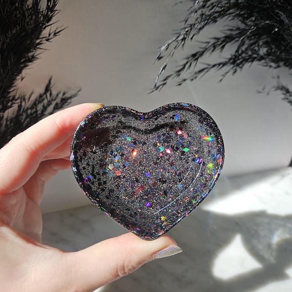 Mini Heart Dish| Ring Holder Tray| Mini Dish| Small Jewelry Tray| Resin Ring Holder| Heart Jewelry Tray| Glitter Trinket Tray| Heart Tray